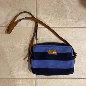 Two tone blue stripe Kate Spade crossbody bag